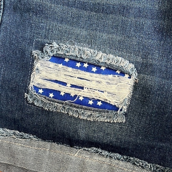 Star Jeans Stars and Stripes Destroyed Jean Shorts size M - Picture 3 of 7